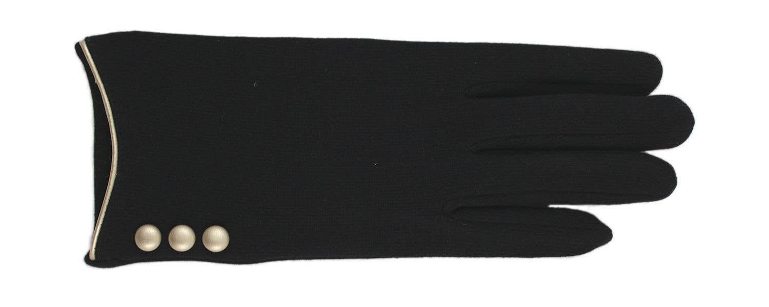 Gloves with Bronze Buttons - Black