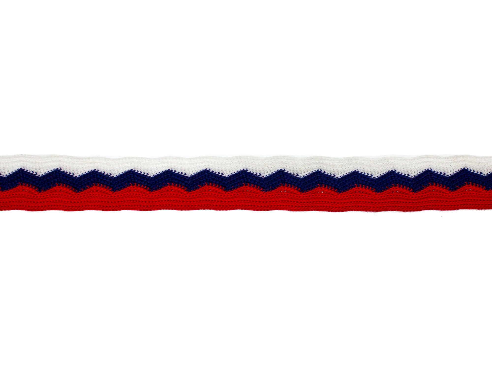 Vintage Elastic Trim Red, White and Blue Zig Zag 1" Wide - Sold by the Yard