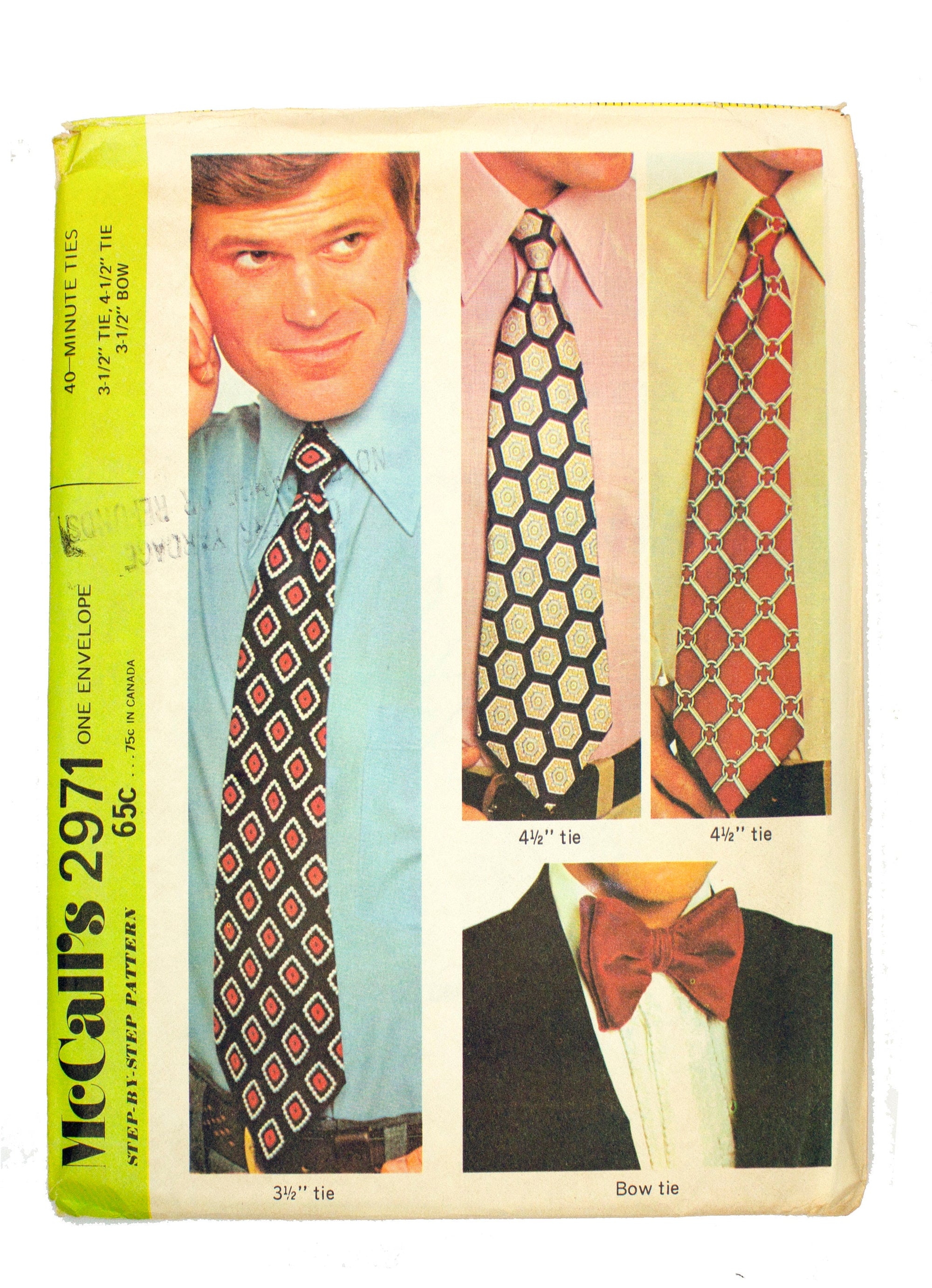 McCall's 2971 Men's 40 Minute Ties Uncut - One Size