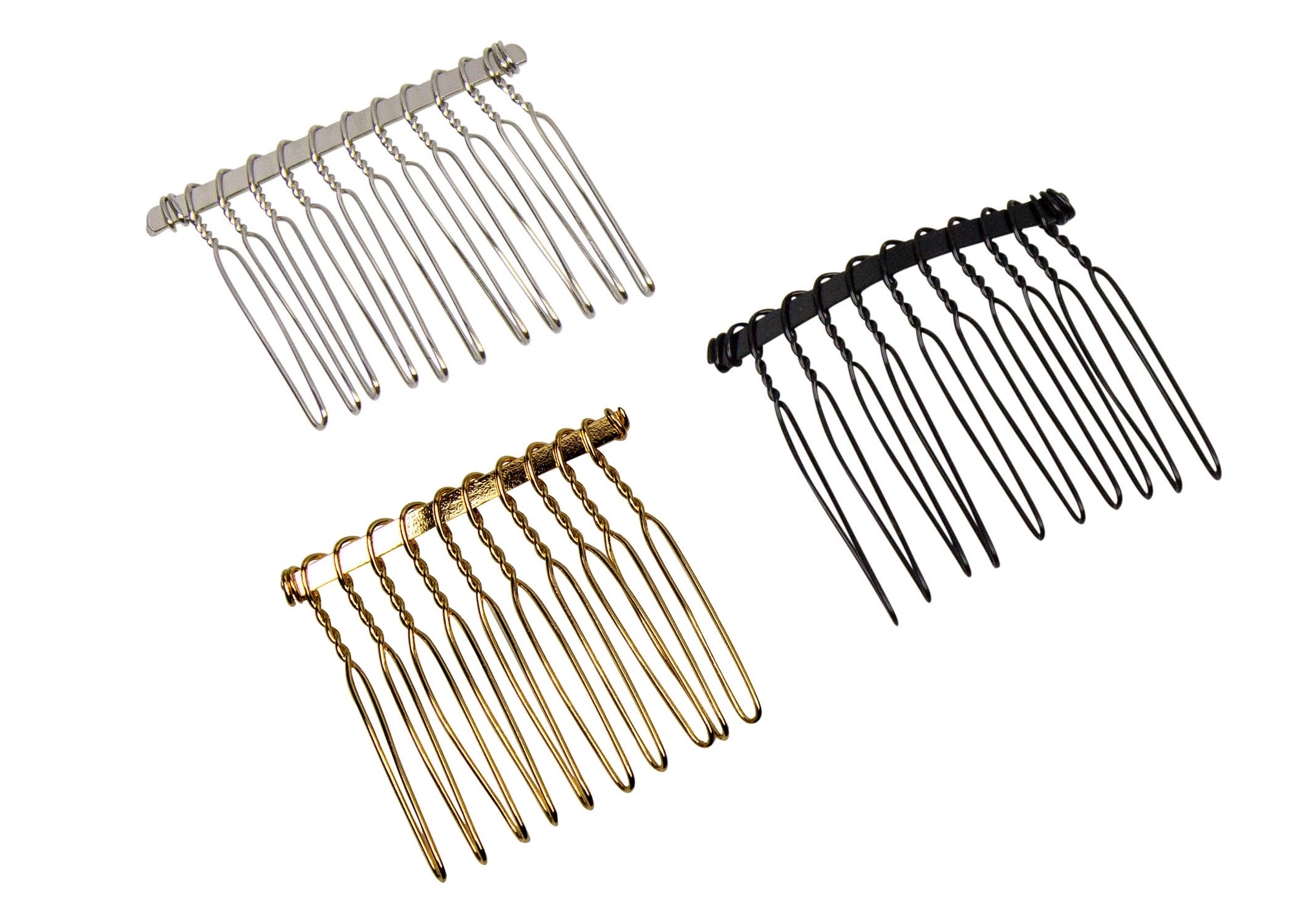 Twisted Wire Comb for Veils and Headpieces 1 3/4" Long - Four Pieces - Humboldt Haberdashery