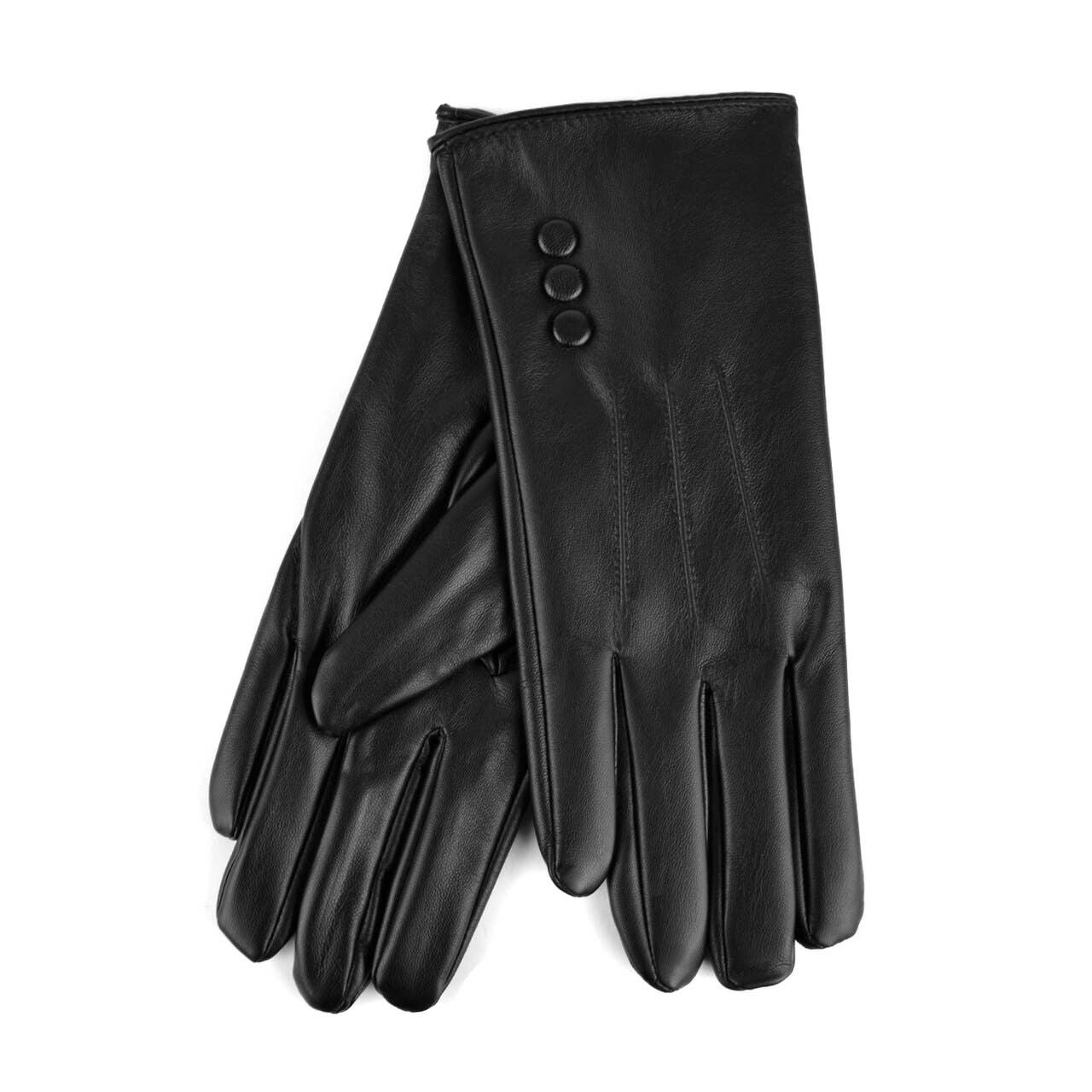 Women's PU Leather Winter Touch Screen Gloves: Brown / S/M