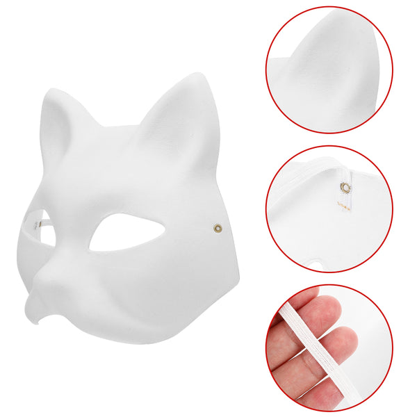 WHITE CAT MASK - Blank Arts and Crafts Masks - VENETIAN 