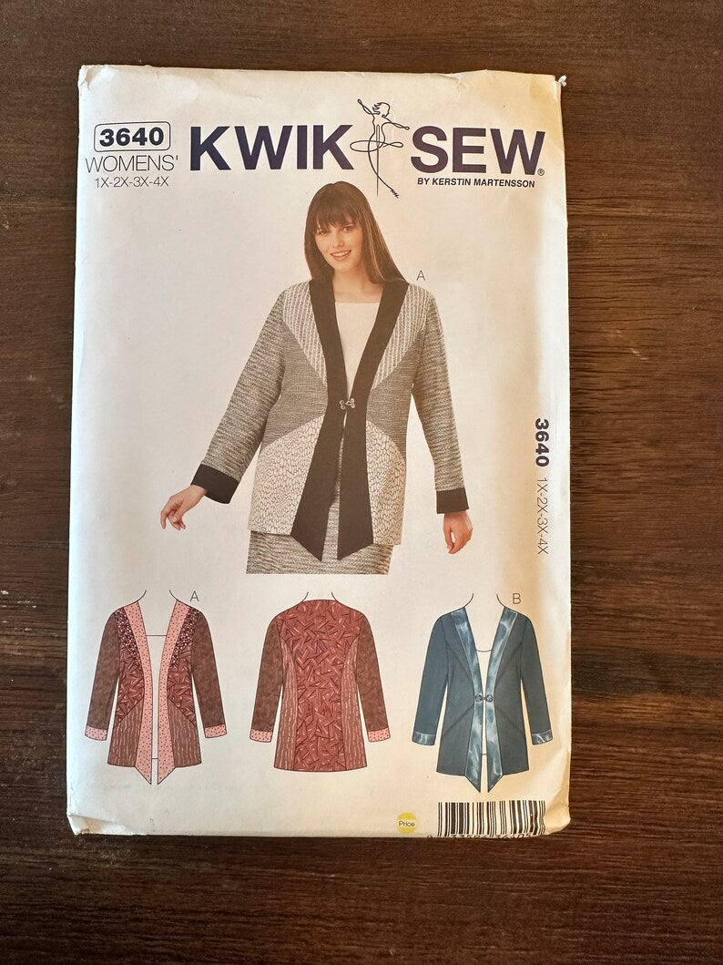 Kwik Sew 3640 Uncut Women’s Jackets - Sizes 1X - 4X