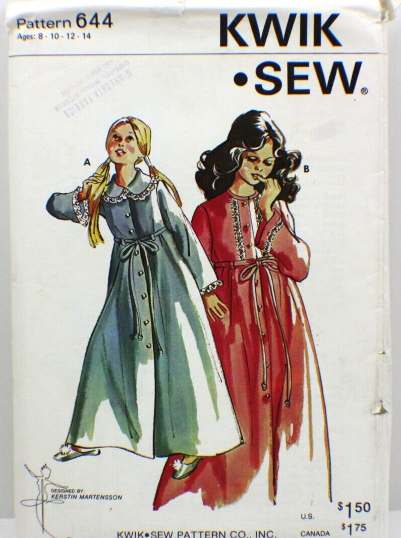 Kwik Sew uncut 644 pattern - Girls bathrobe in sizes 8-14