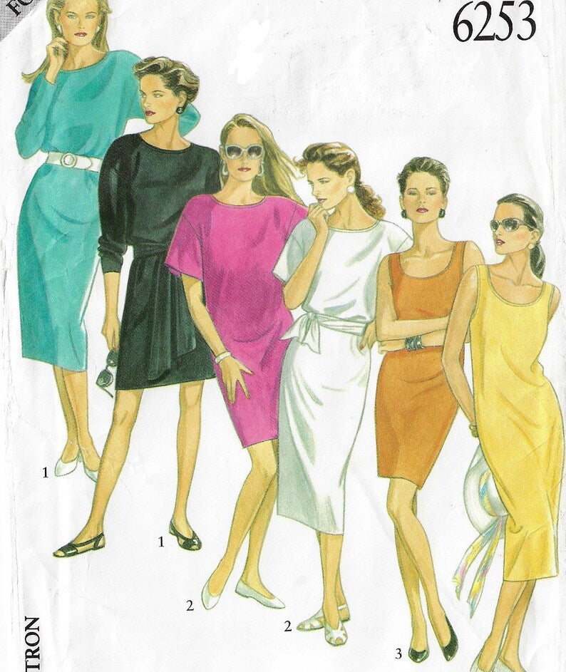 New Look Sewing Pattern 6253 Womens T-Shirt Dresses with Neckline, Sleeve & Length Variations Size 8 10 12 14 16 18 FF