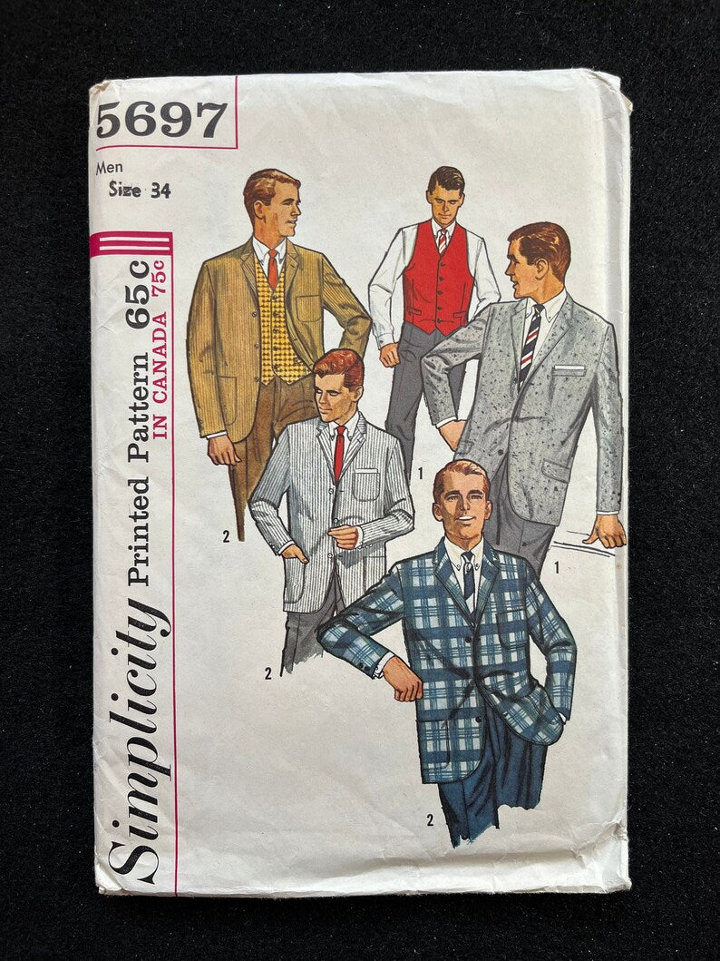 Simplicity 5697 Men's Jacket and Vest Size 40