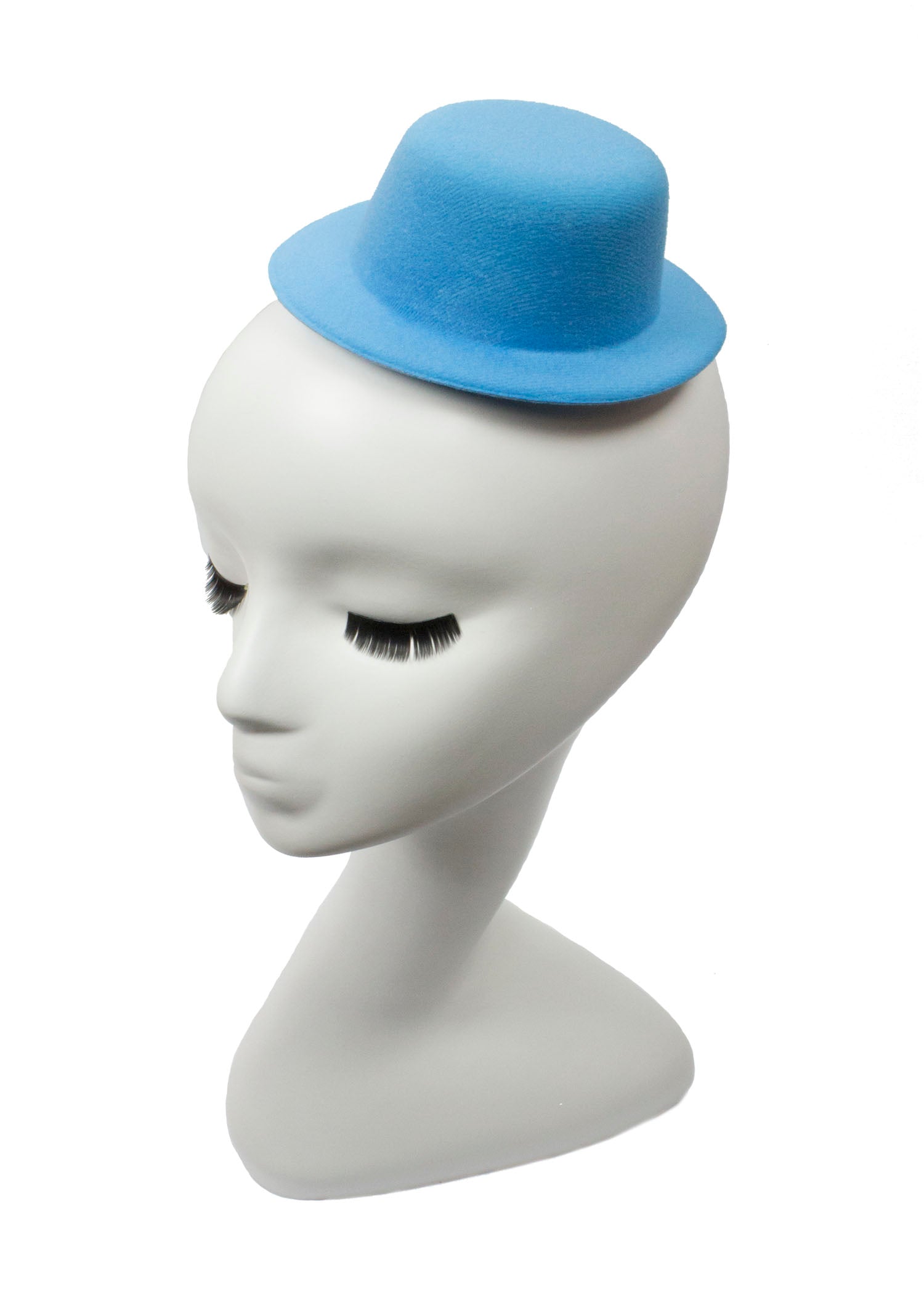 Mini Top Hat Fascinator Base -  5" Diameter with Hair Clips - Aqua Blue