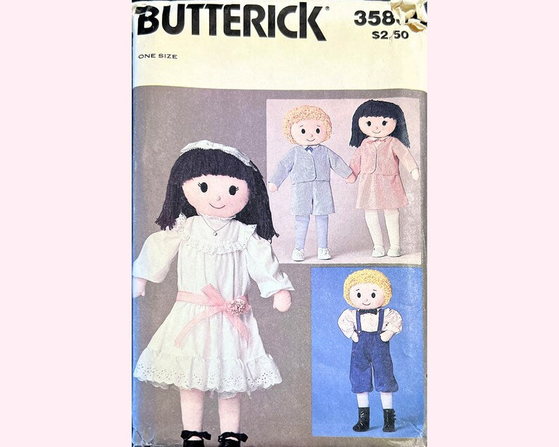 Butterick 3583 Boy & Girl Doll with Clothes Craft UNCUT