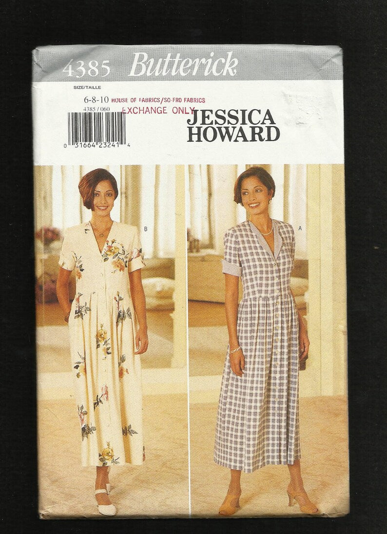 Butterick 4385 Jessica Howard Front Button Dress SizeS 18 - 20 Uncut