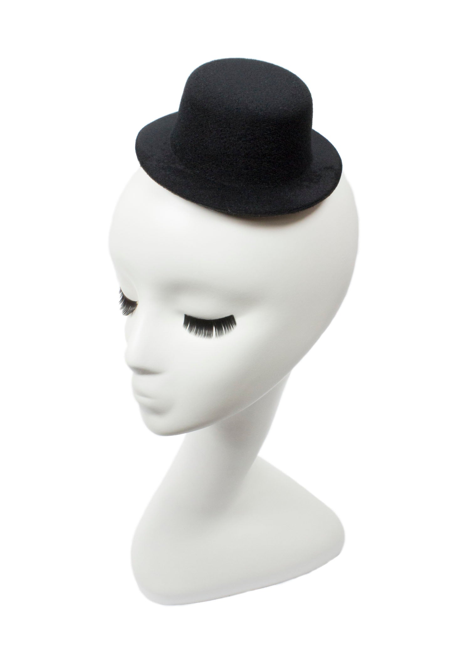 Mini Top Hat Fascinator Base -  5" Diameter with Hair Clips - Black