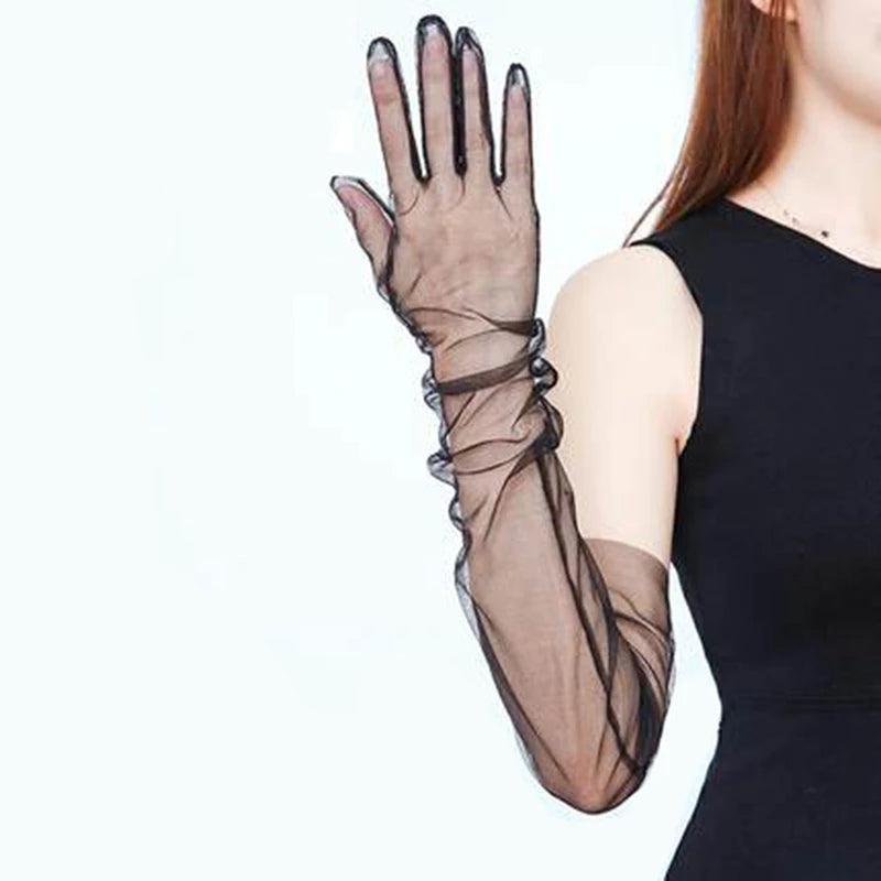 Long Mesh Gloves - Black