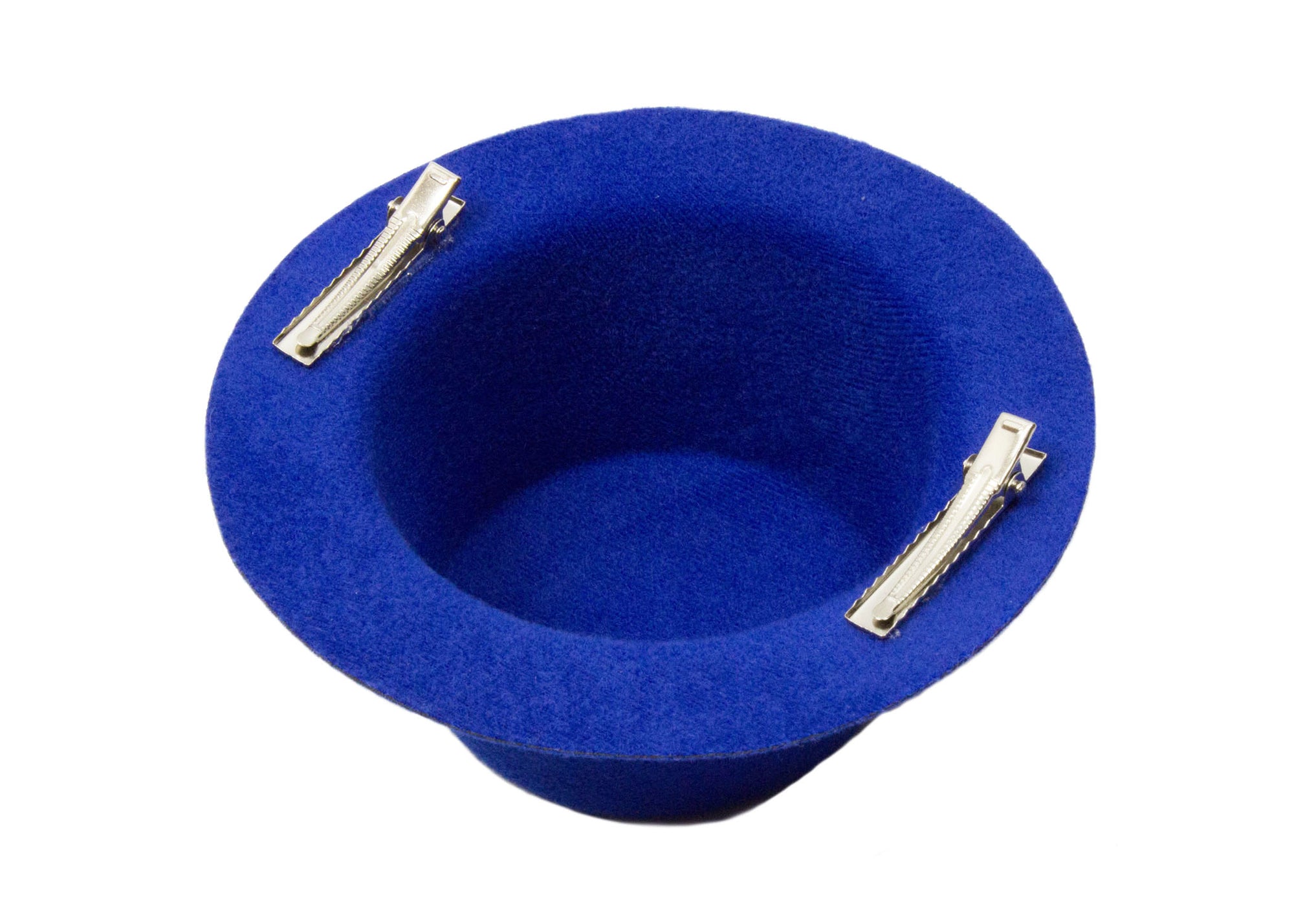 Mini Top Hat Fascinator Base -  5" Diameter with Hair Clips - Blue