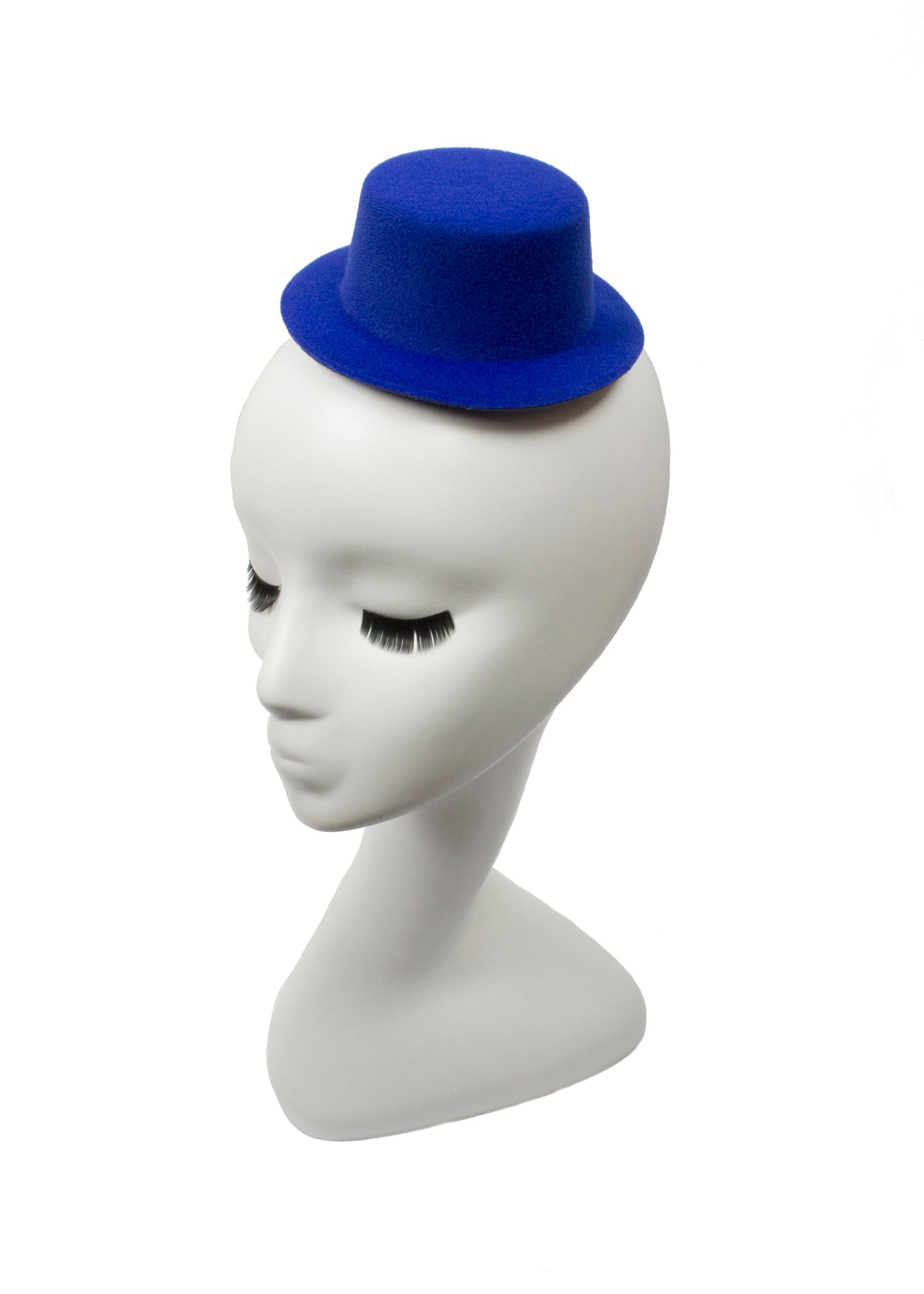 Mini Top Hat Fascinator Base -  5" Diameter with Hair Clips - Blue