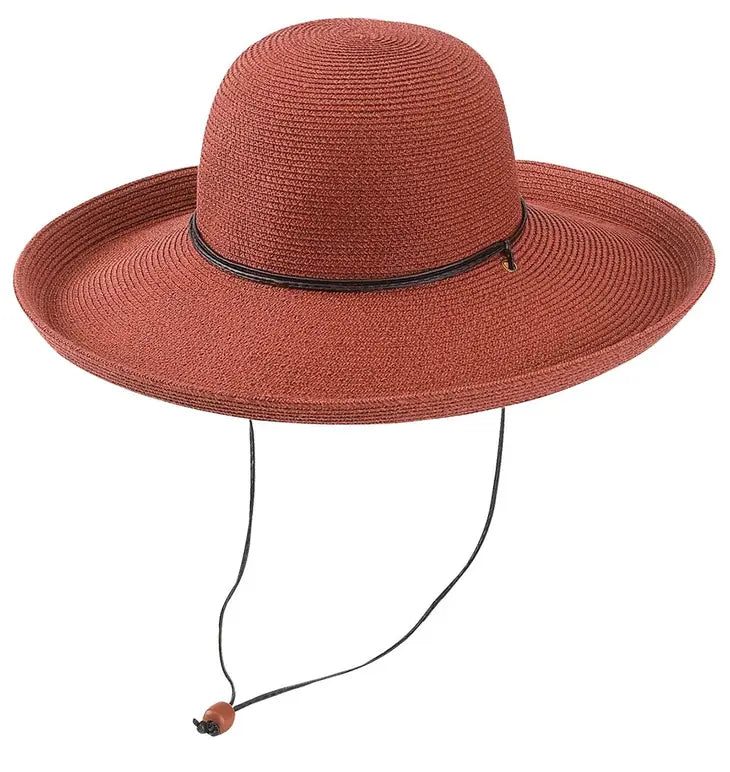 Crushable Poly Straw Sun Hat with Chin Strap