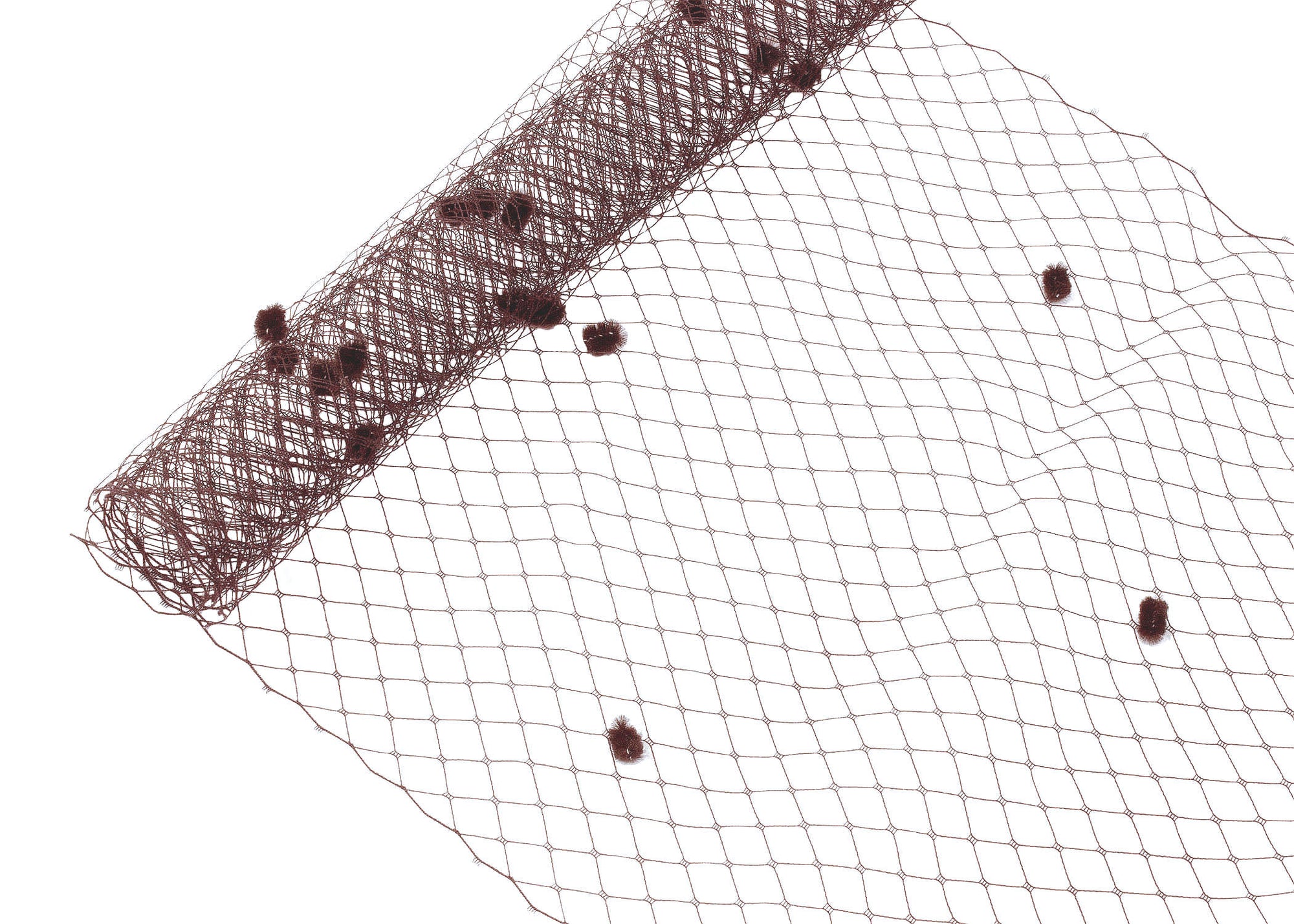 Birdcage Veil Netting with Dots, 10" Wide, Sold by the Yard  - Brown