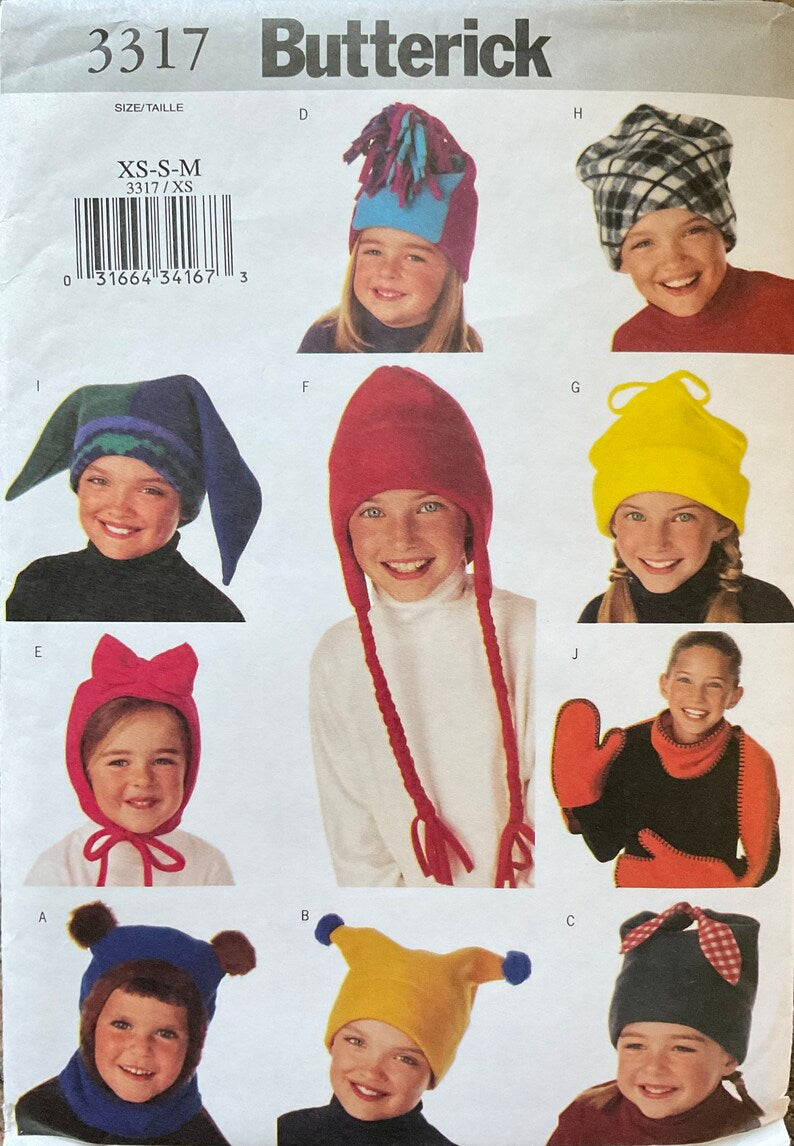 Butterick 3317 Children's Hat and Scarf Uncut - Sizes XS - M