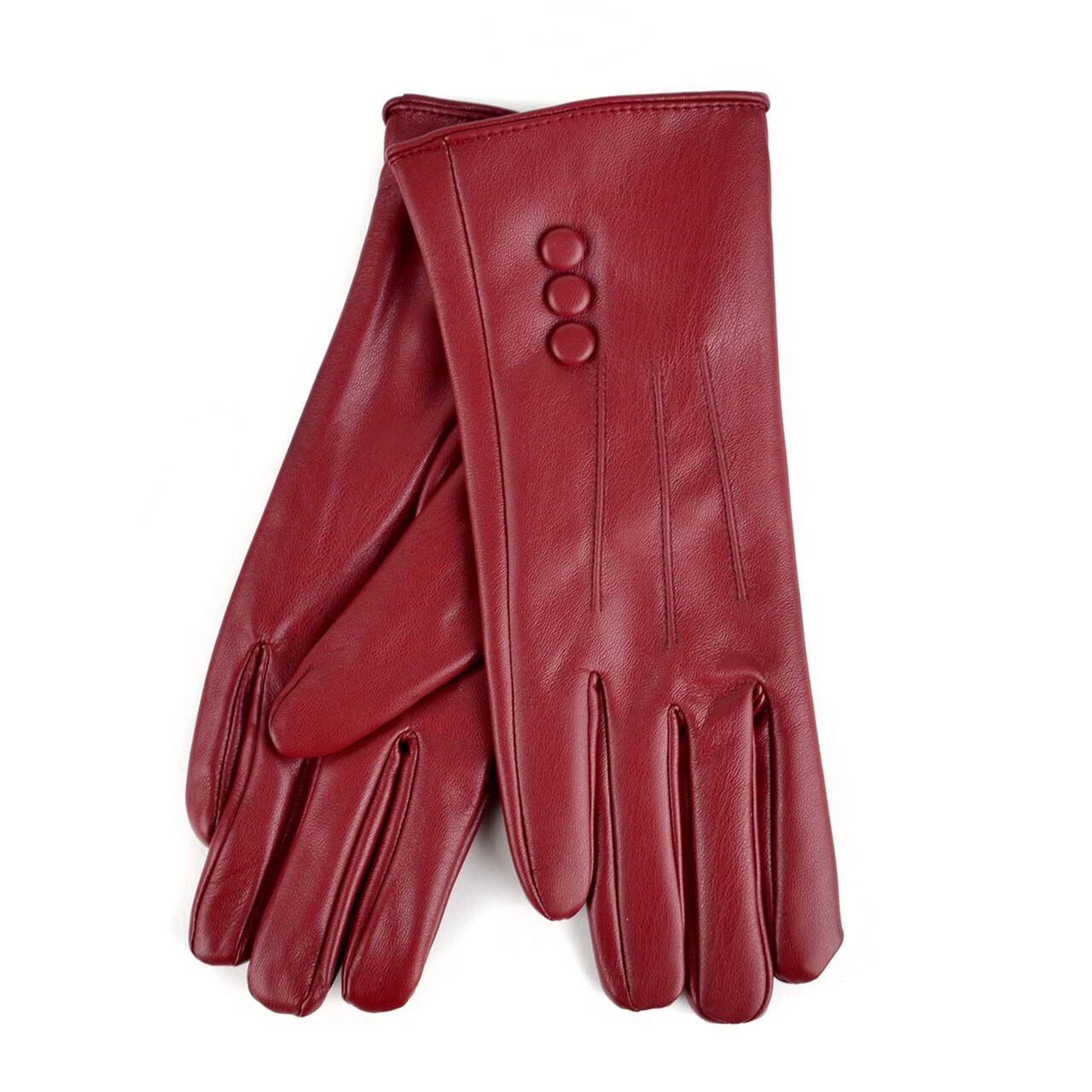 Women's PU Leather Winter Touch Screen Gloves: Brown / S/M