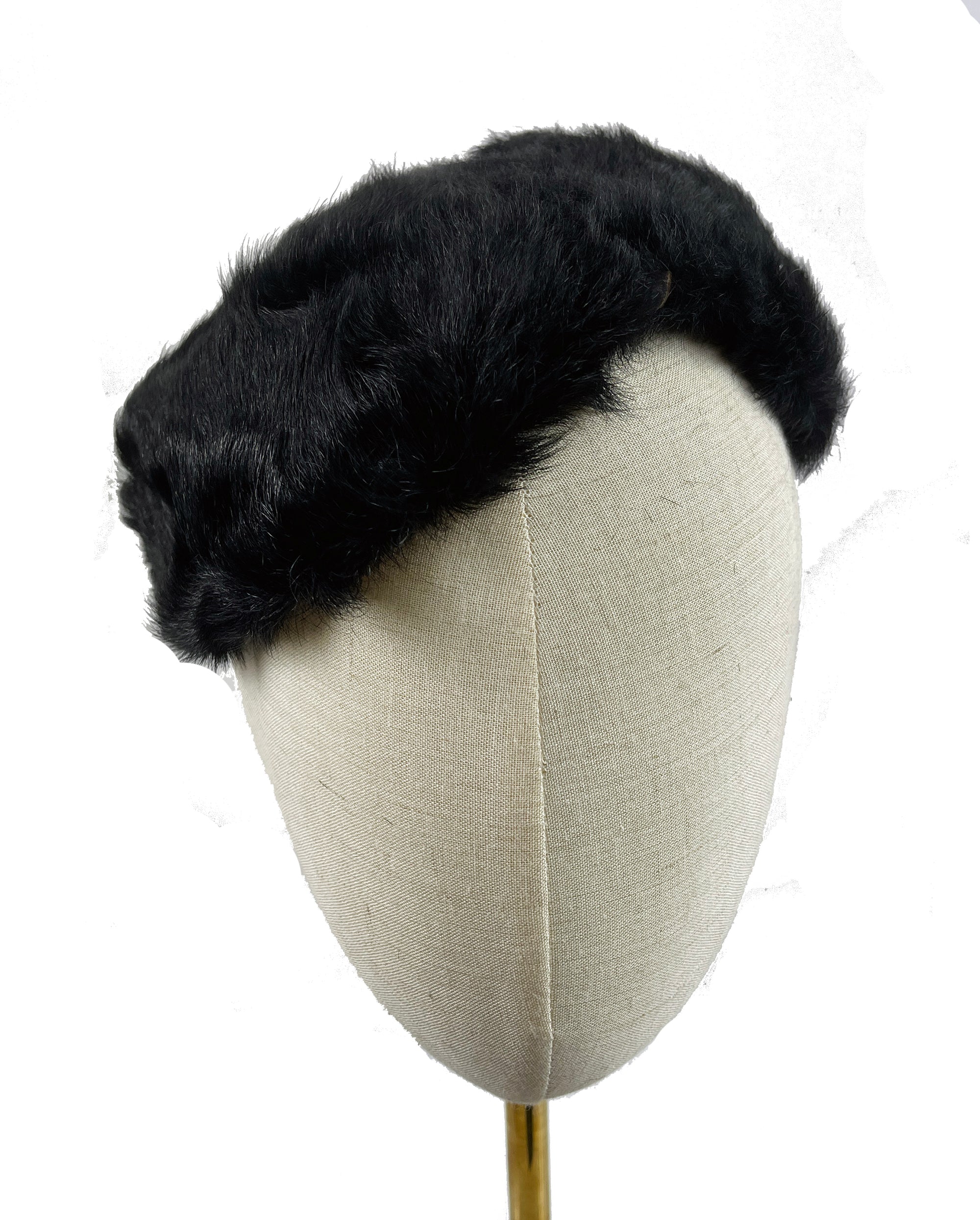 Vintage Black Fur Fascinator