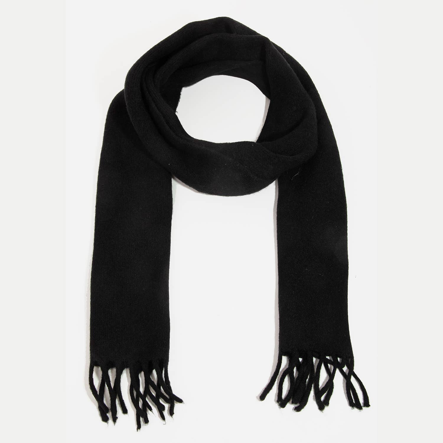 Soft Knitted Fringe Scarf: RED