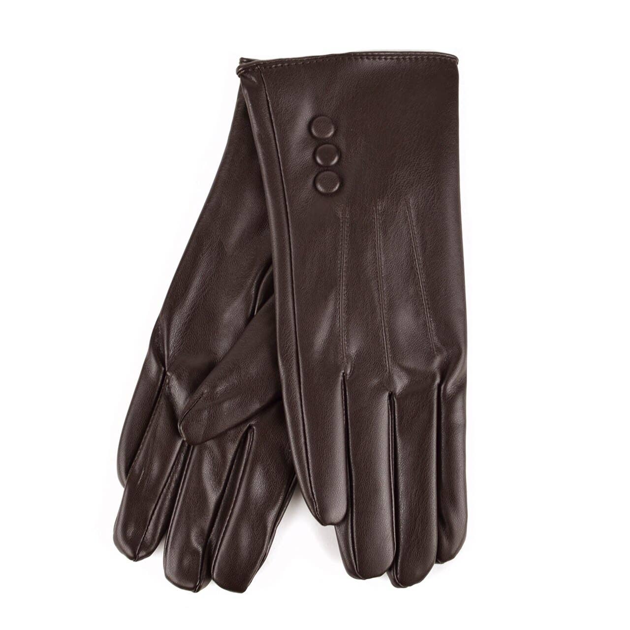 Women's PU Leather Winter Touch Screen Gloves: Black / L/XL