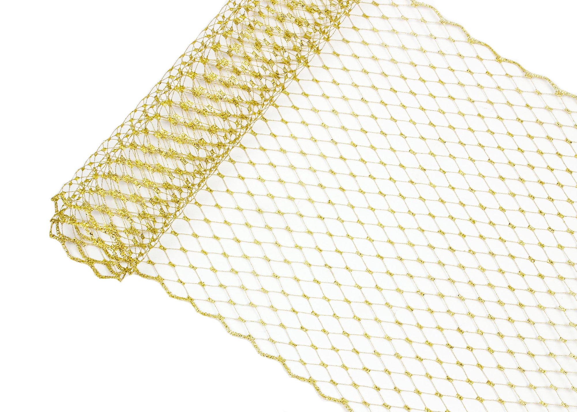 Russian Birdcage Veil Netting 10" Wide - Sold by the Yard - Metallic Gold