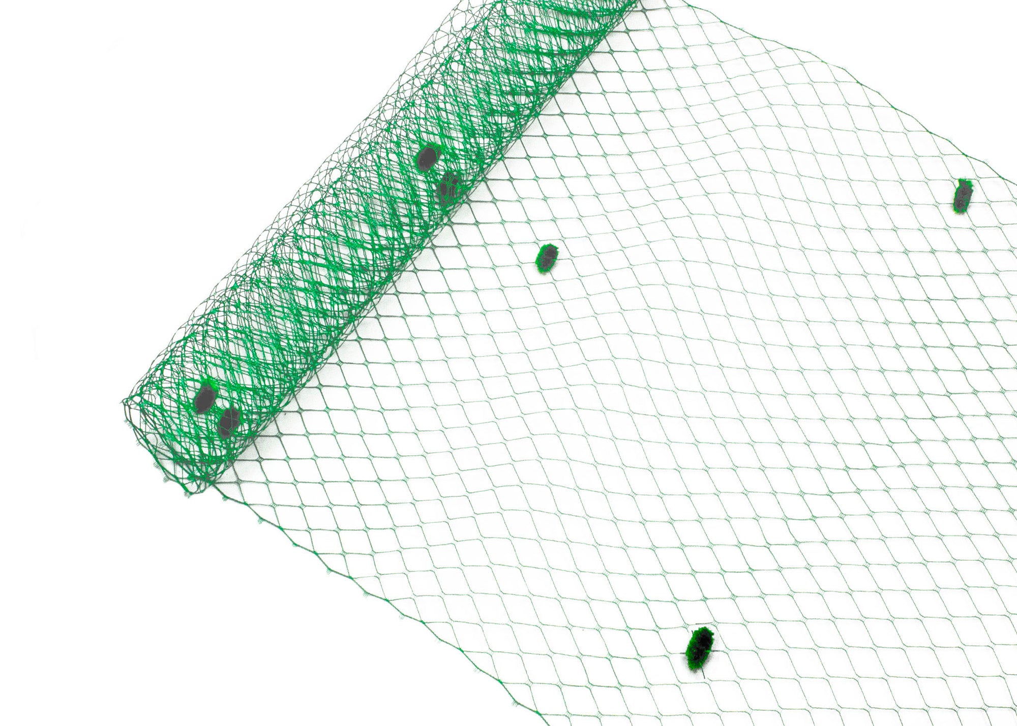 Birdcage Veil Netting with Dots, 10" Wide, Sold by the Yard  - Green