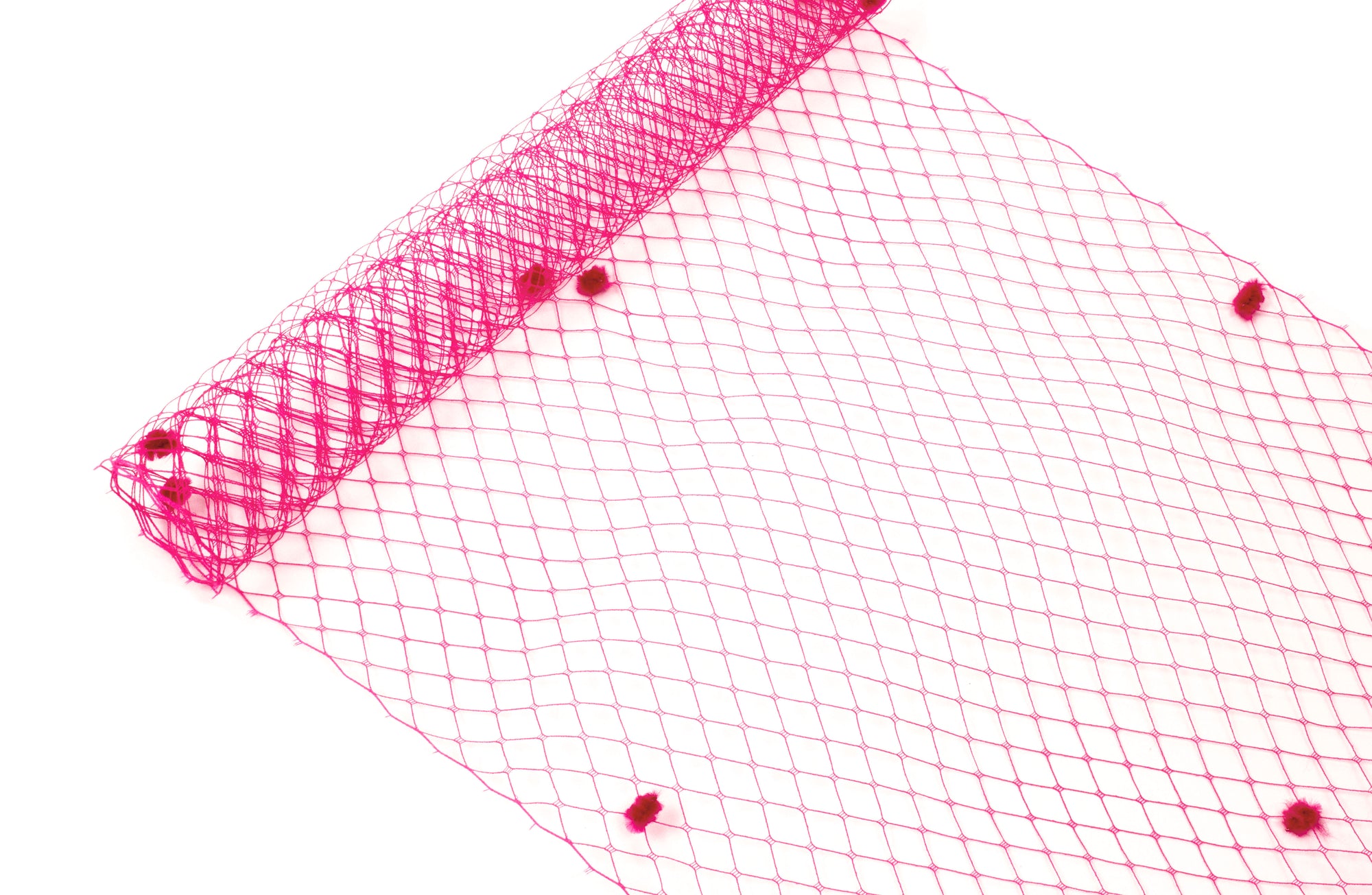 Birdcage Veil Netting with Dots, 10" Wide, Sold by the Yard  - Hot Pink