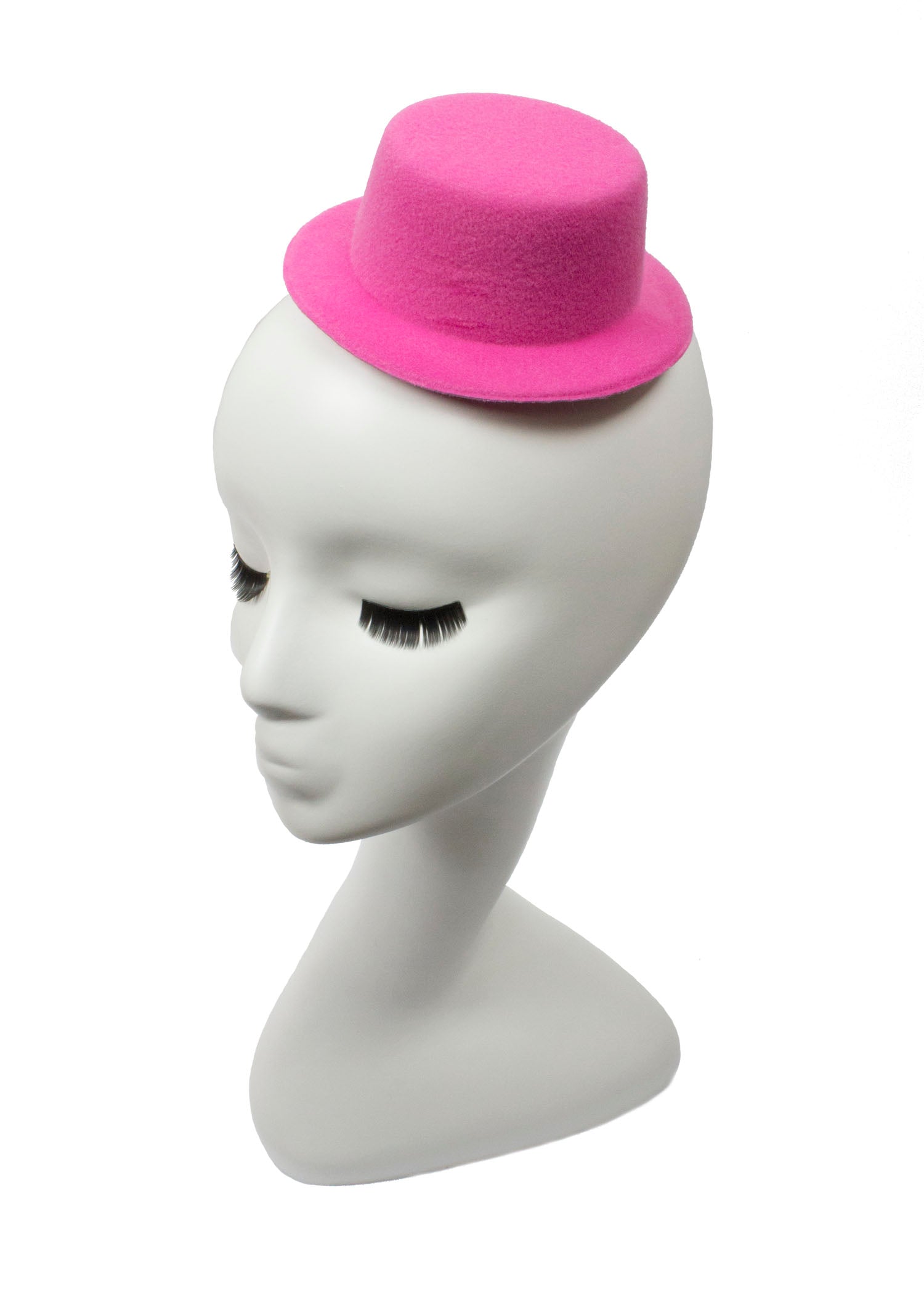 Mini Top Hat Fascinator Base -  5" Diameter with Hair Clips - Hot Pink