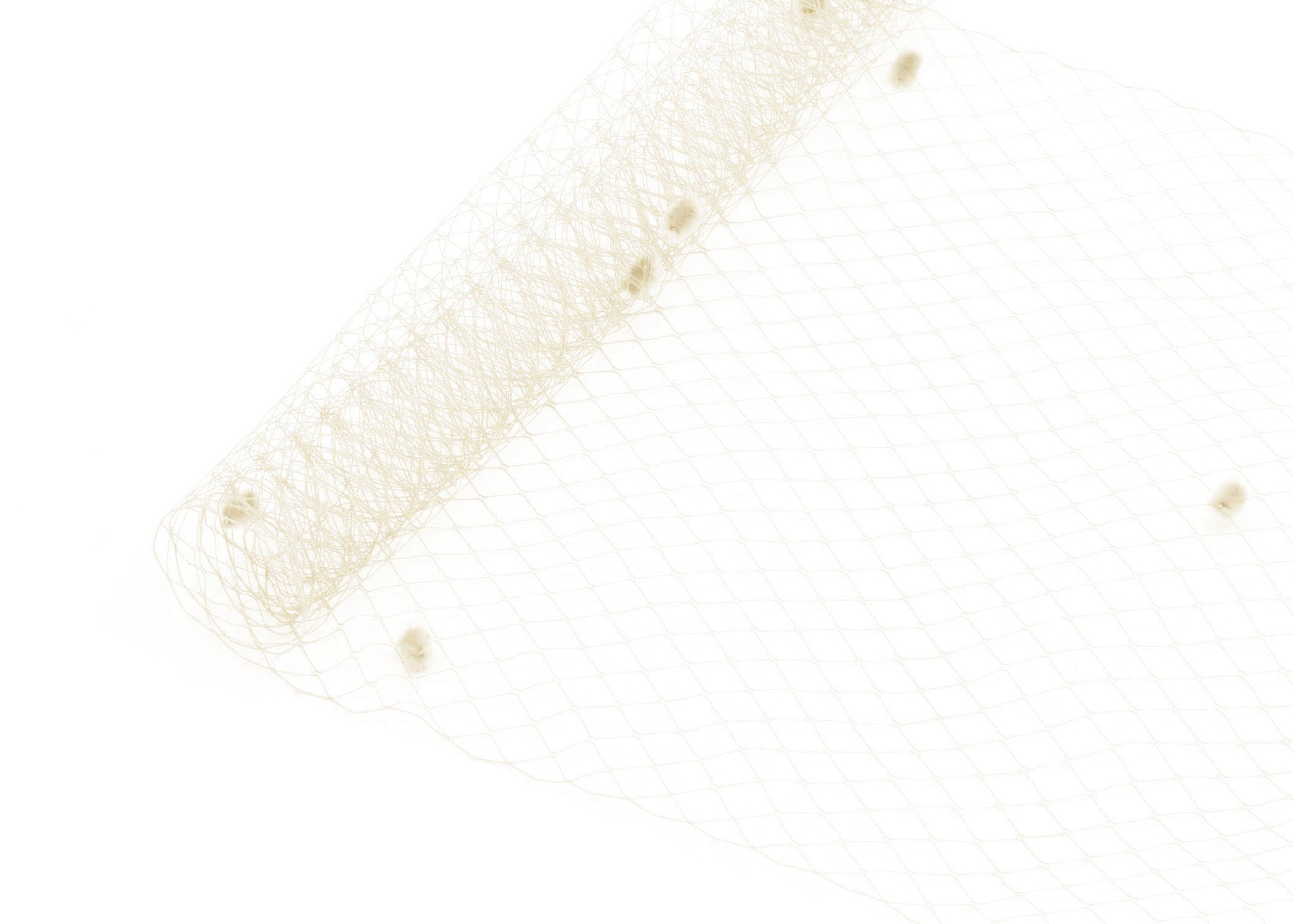 Birdcage Veil Netting with Dots, 10" Wide, Sold by the Yard  - Ivory