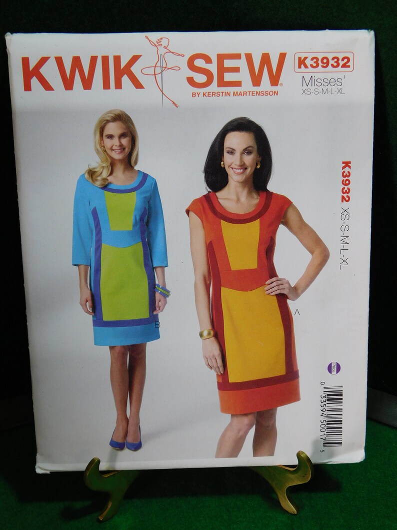 Kwik Sew 3932 | Adult Colorblock Dresses - Sizes XS, S, M, L, XL | Uncut