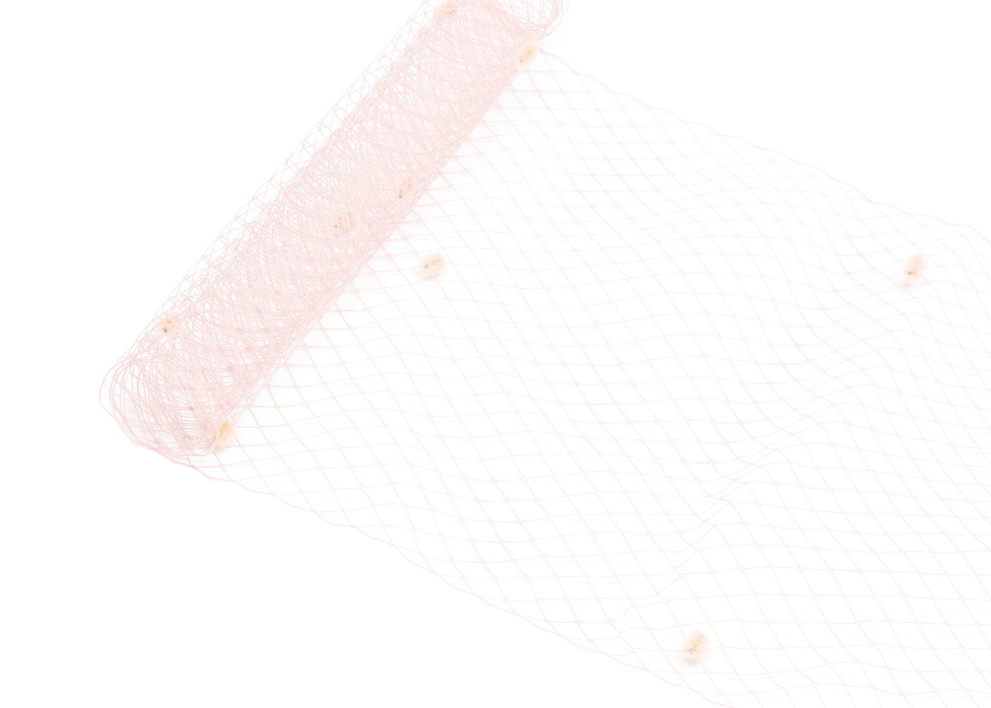 Birdcage Veil Netting with Dots, 10" Wide, Sold by the Yard  - Light Pink