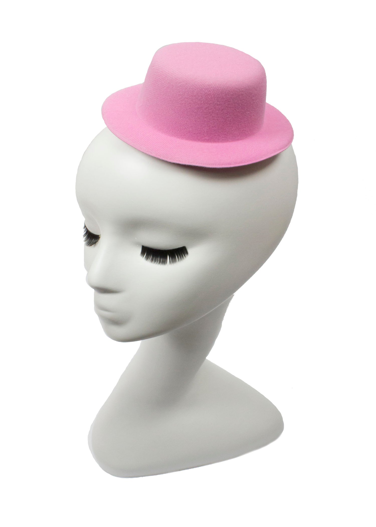 Mini Top Hat Fascinator Base -  5" Diameter with Hair Clips - Light Pink