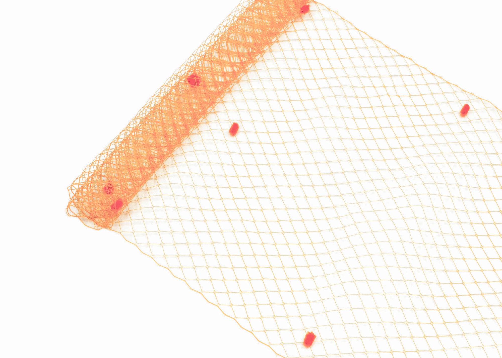 Birdcage Veil Netting with Dots, 10" Wide, Sold by the Yard  - Orange