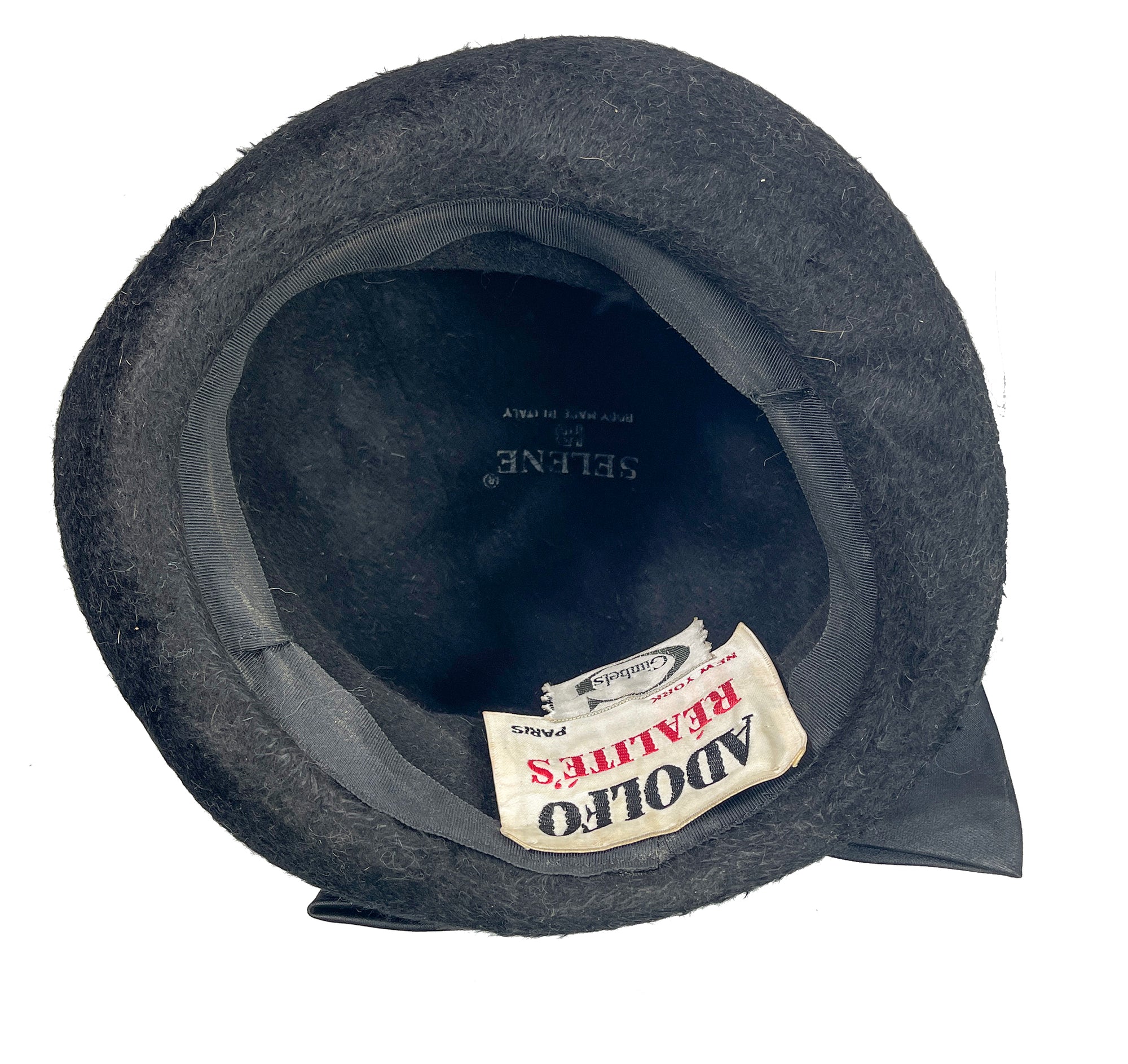 Vintage Black Fur Bucket Cloche by Adolfo