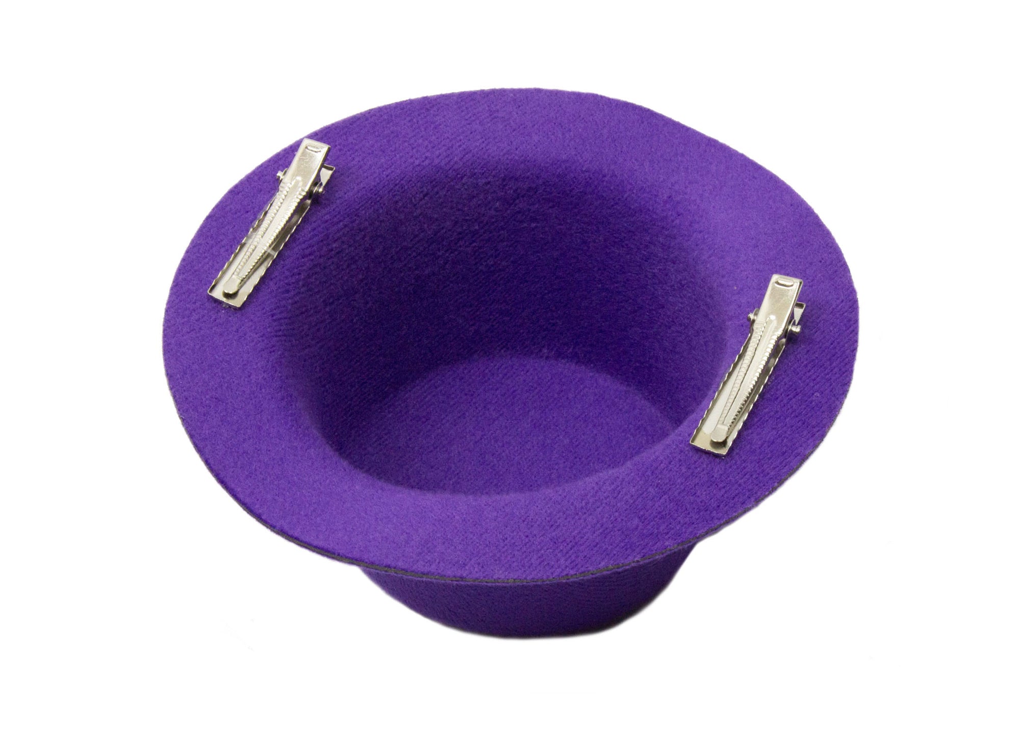 Mini Top Hat Fascinator Base -  5" Diameter with Hair Clips - Purple