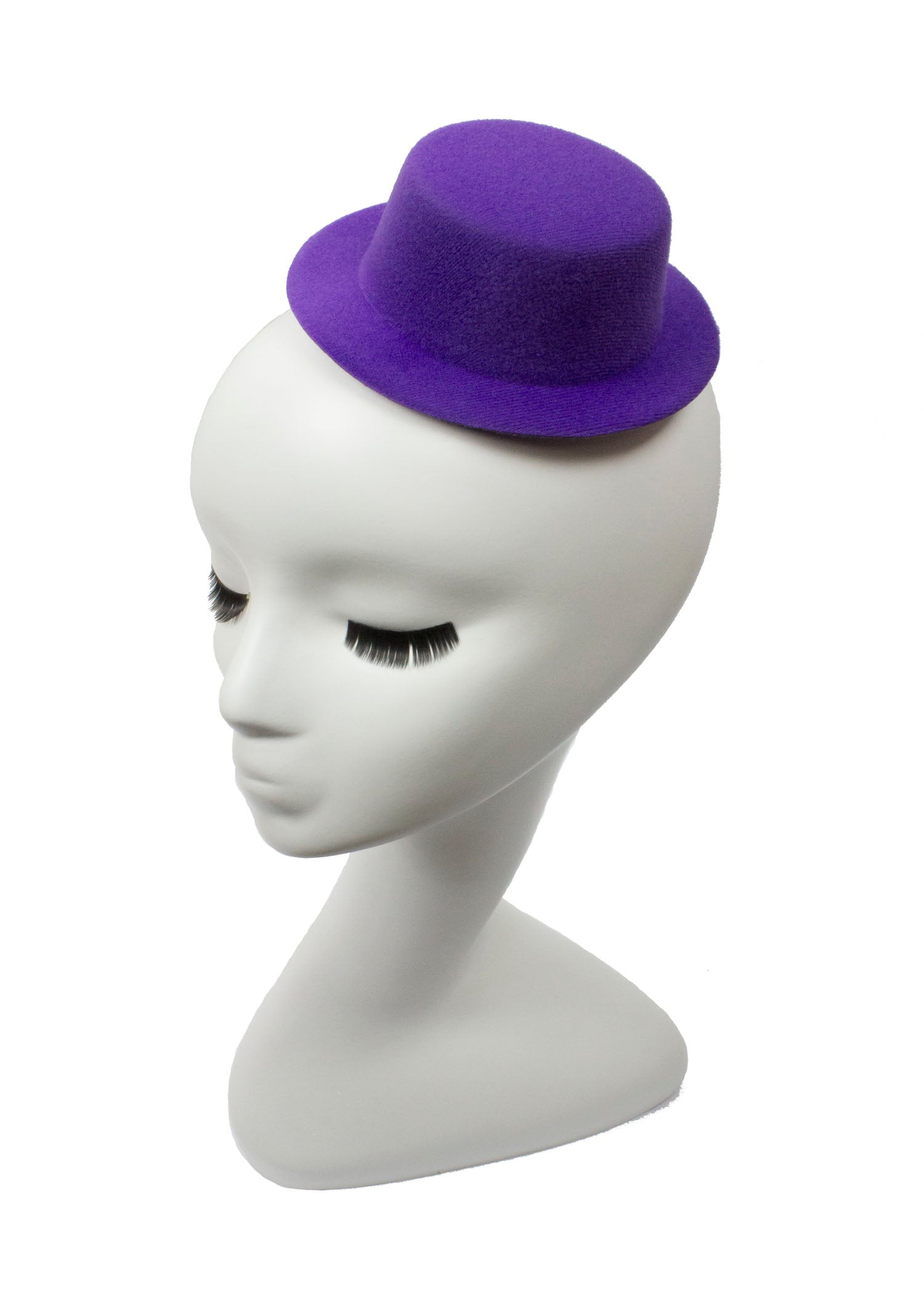 Mini Top Hat Fascinator Base -  5" Diameter with Hair Clips - Purple