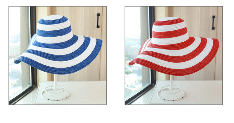 Striped Floppy Brim Sun Hat