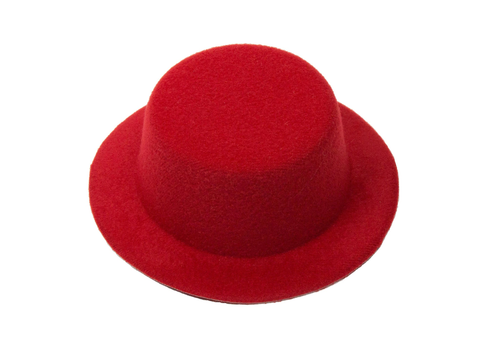 Mini Top Hat Fascinator Base -  5" Diameter with Hair Clips - Red