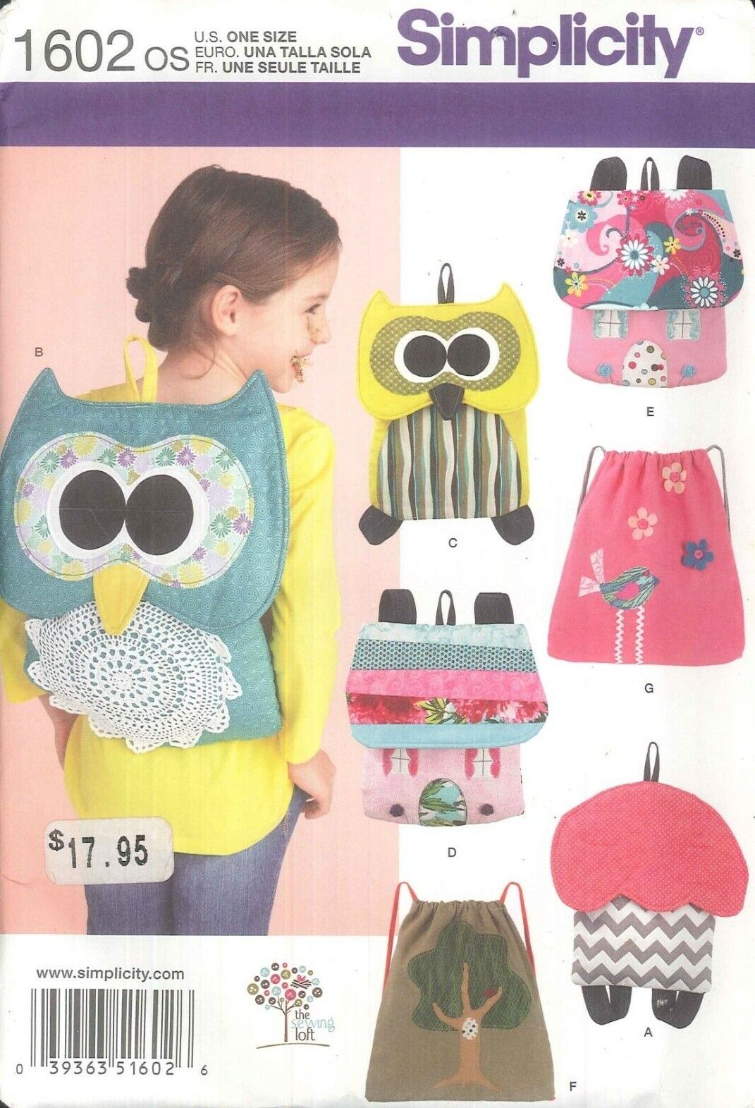 Simplicity 1602 Child's Backpack Sewing Pattern FF Uncut
