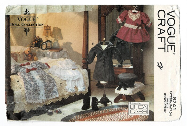 Vogue Craft 8241 Victorian Doll Clothes Sewing Pattern Linda Carr UNCUT