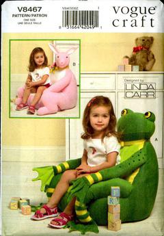 Vogue #8467 Sewing Pattern, Linda Carr Kids' Animal Chairs, Frog and Rabbit
