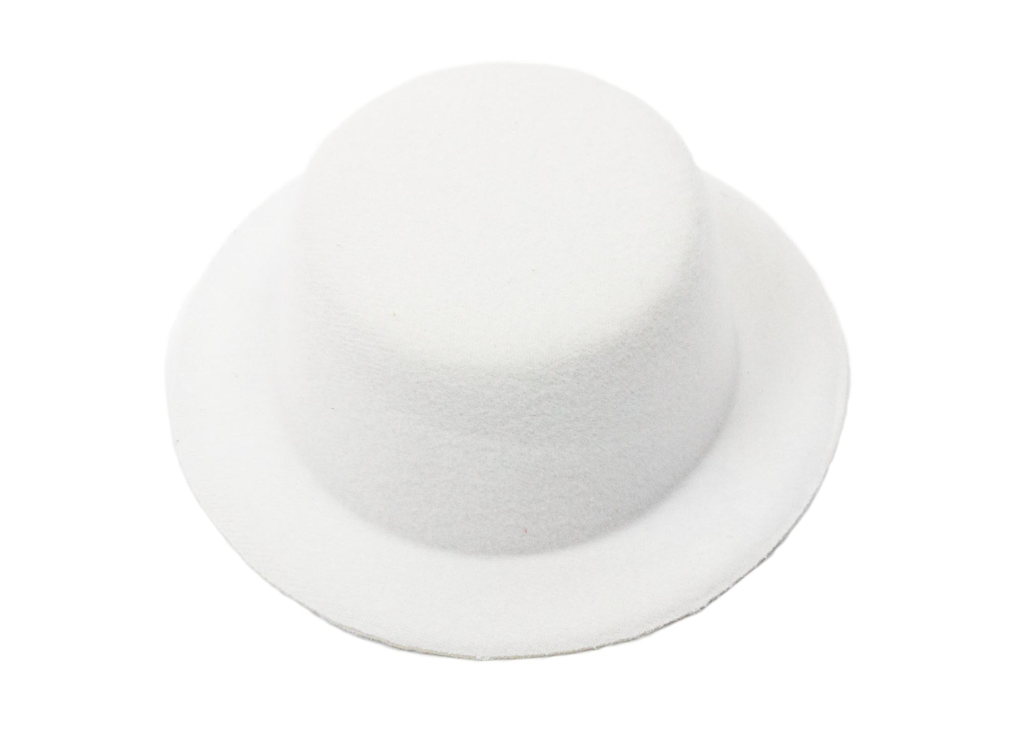 Mini Top Hat Fascinator Base -  5" Diameter with Hair Clips - White