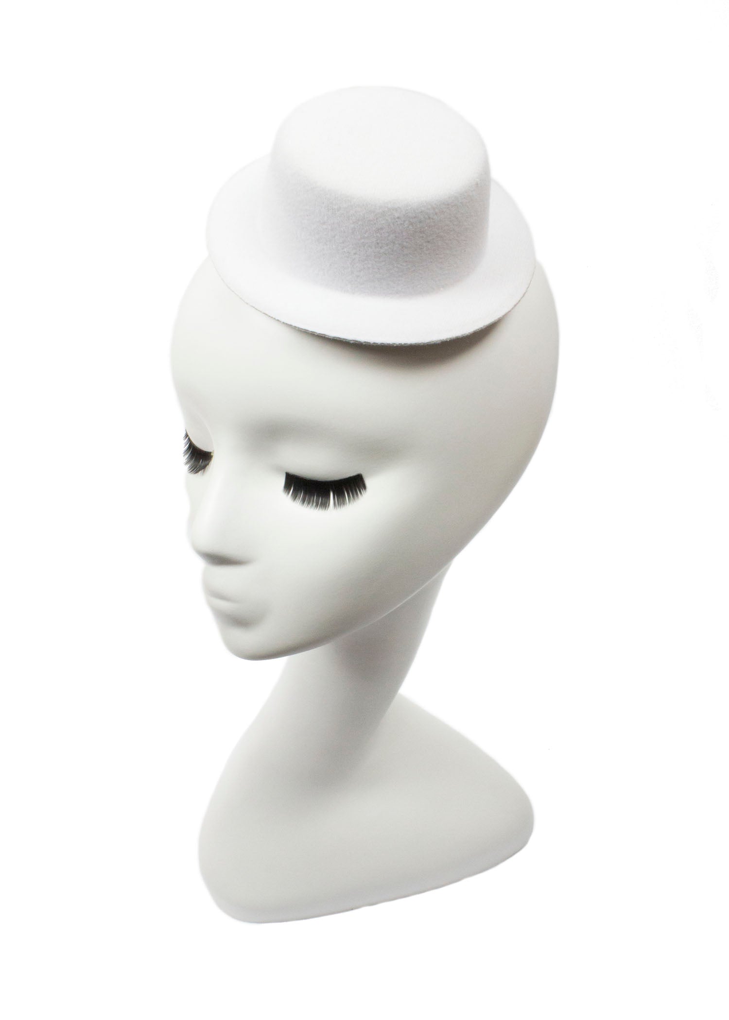 Mini Top Hat Fascinator Base -  5" Diameter with Hair Clips - White