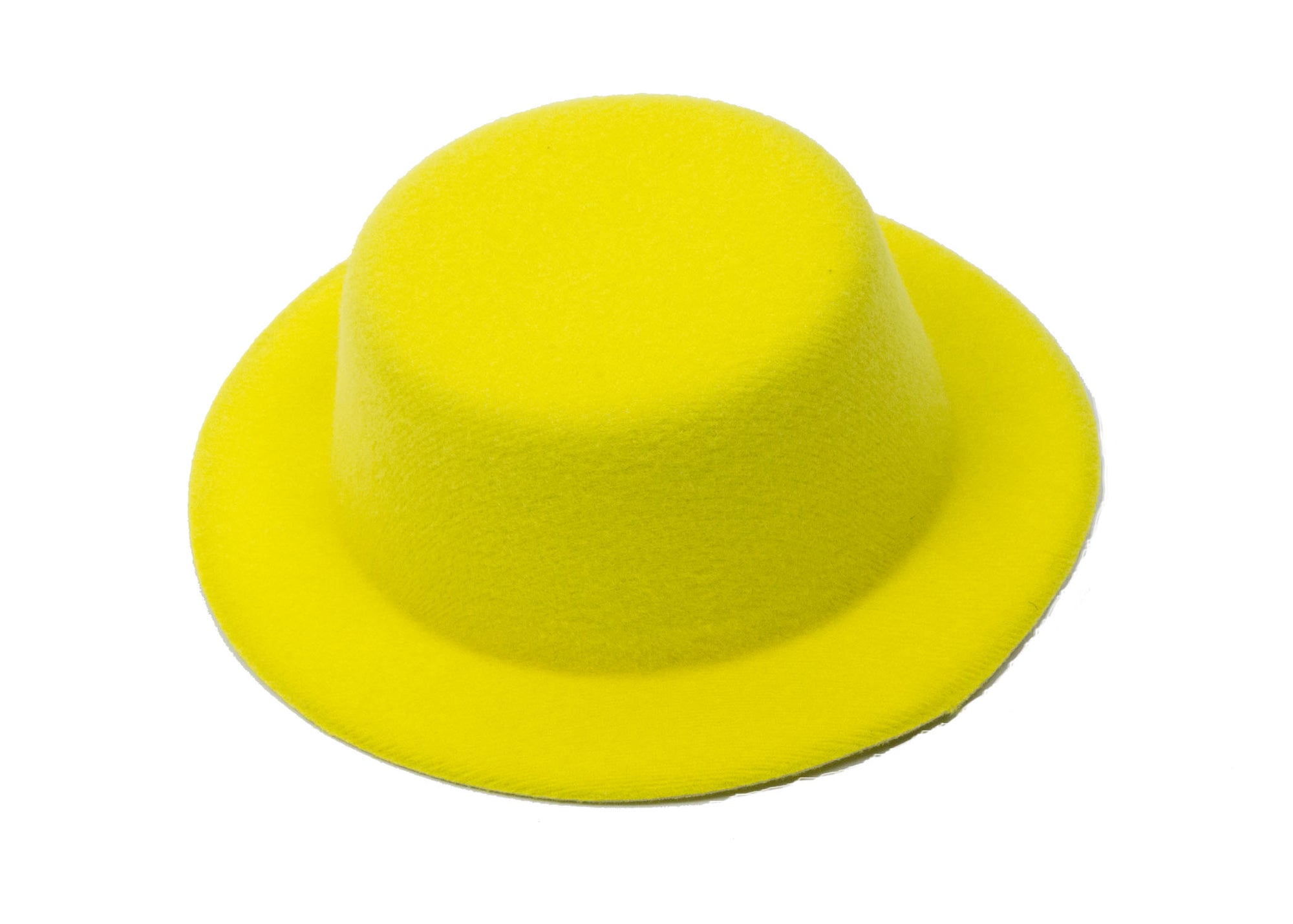 Mini Top Hat Fascinator Base -  5" Diameter with Hair Clips - Yellow