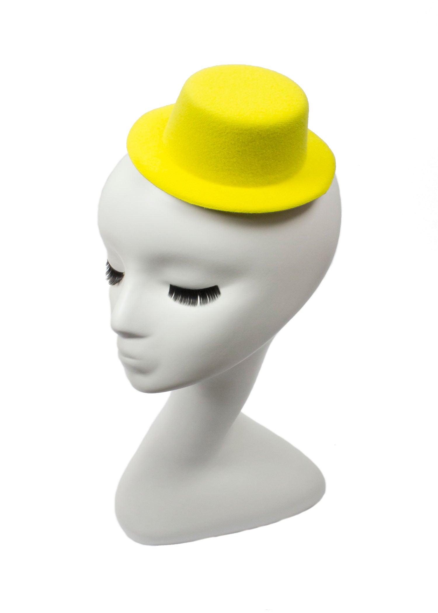 Mini Top Hat Fascinator Base -  5" Diameter with Hair Clips - Yellow