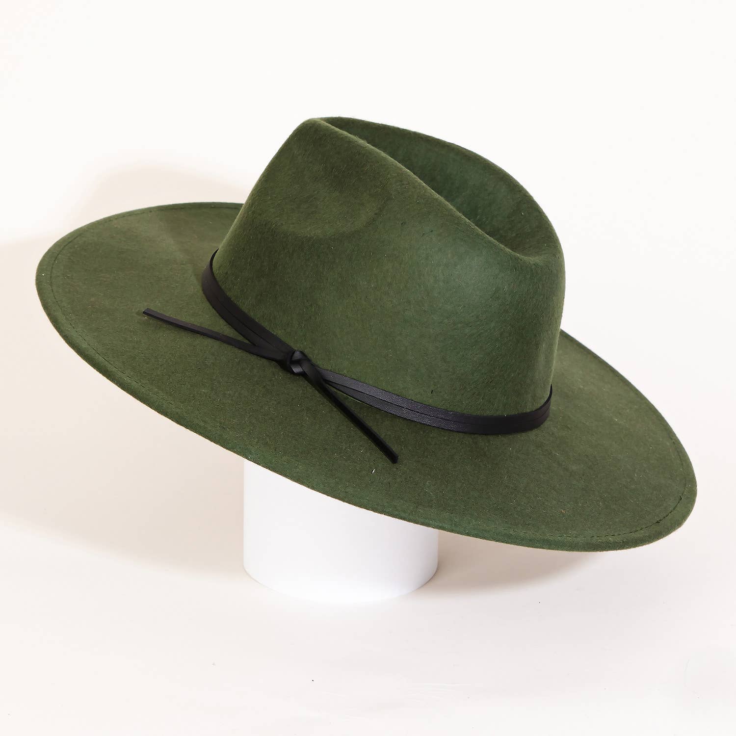 Wool Felt String Strap Fedora Fashion Hat- Green
