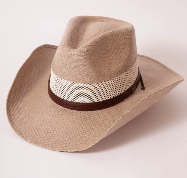 Kids Florence Straw Cowboy Hat Curled - Tan