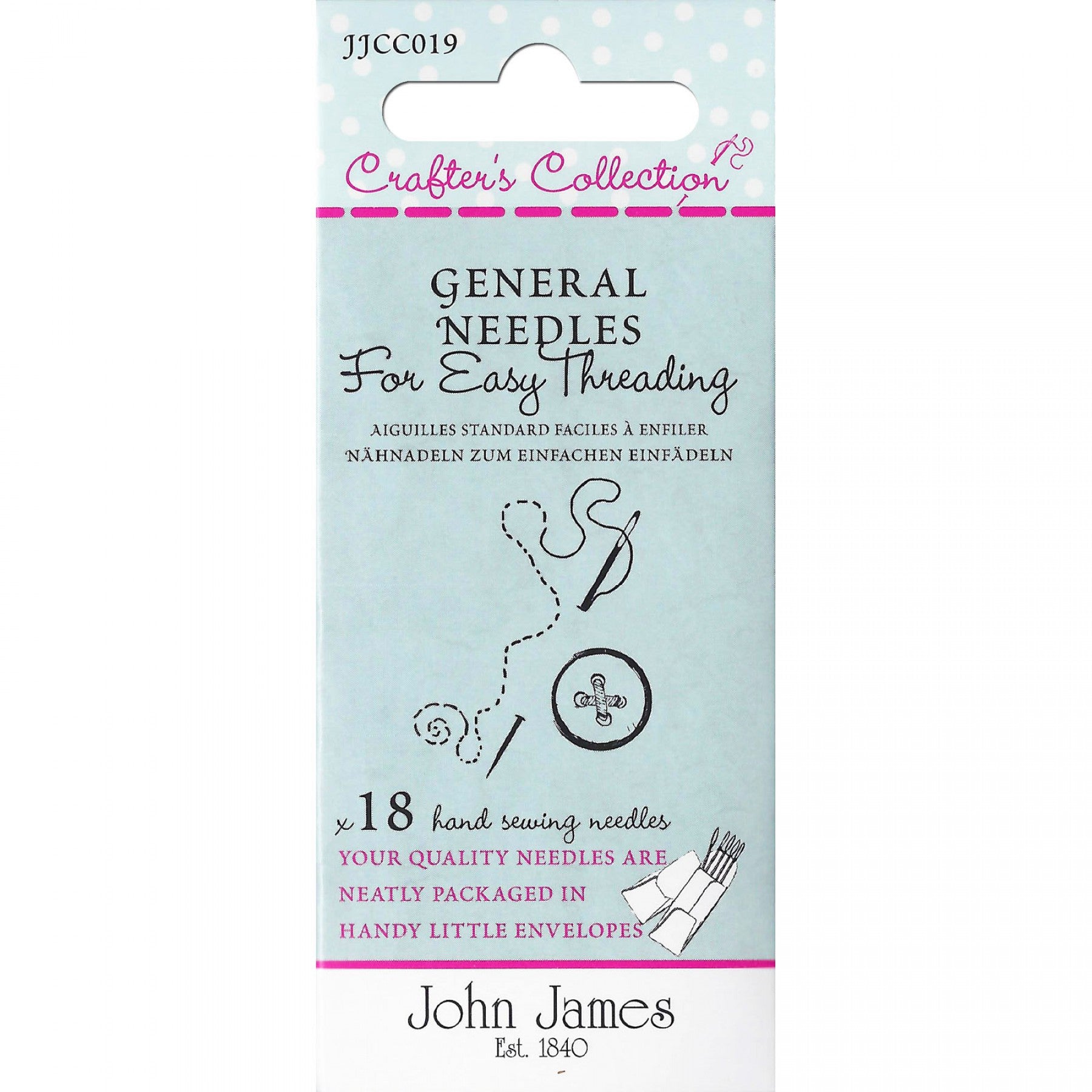 John James General Needles for Easy Threading 18ct