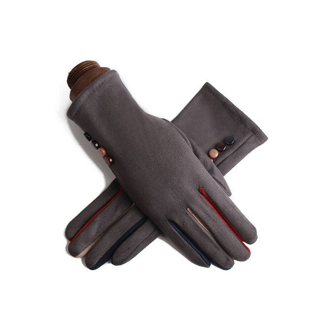 Suede Texting Gloves with Multi Colored Fingers