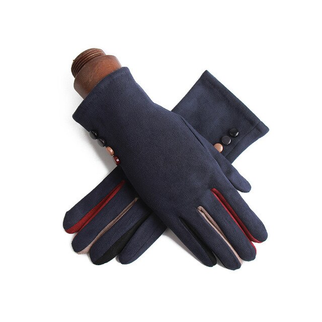 Suede Texting Gloves with Multi Colored Fingers